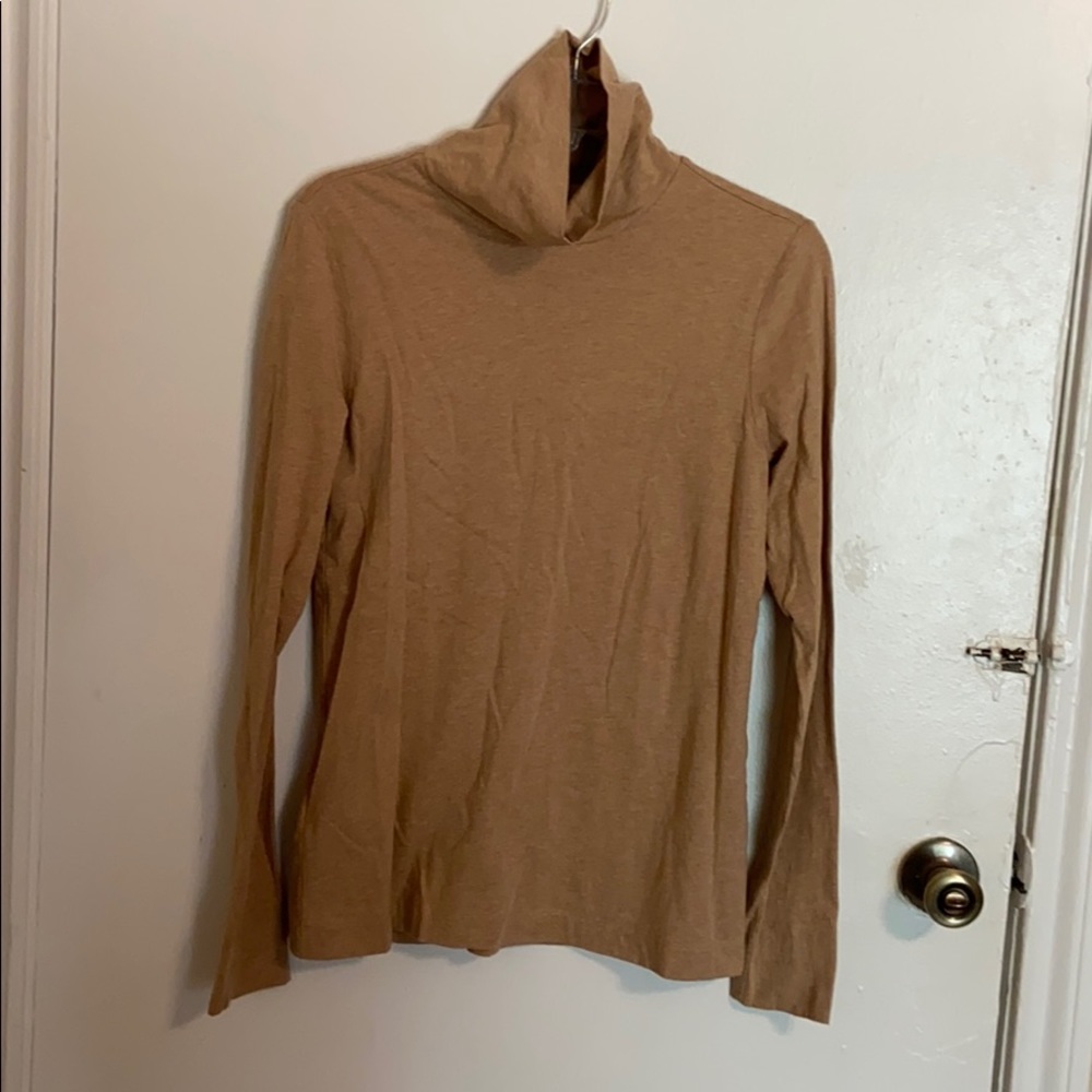 LL Bean Signature Cotton Tan Camel Turtleneck
